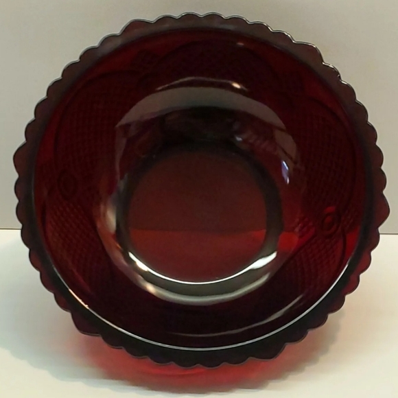 NEW Avon Cape Cod Ruby Red Serving Bowl 8.75" Vintage With Box Sandwich Glass - Picture 6 of 11